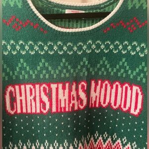 Holiday Time Green and Red Crewneck Sweater